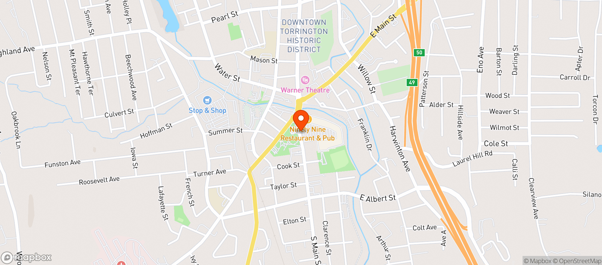 Map showing Bottle Stop Torrington