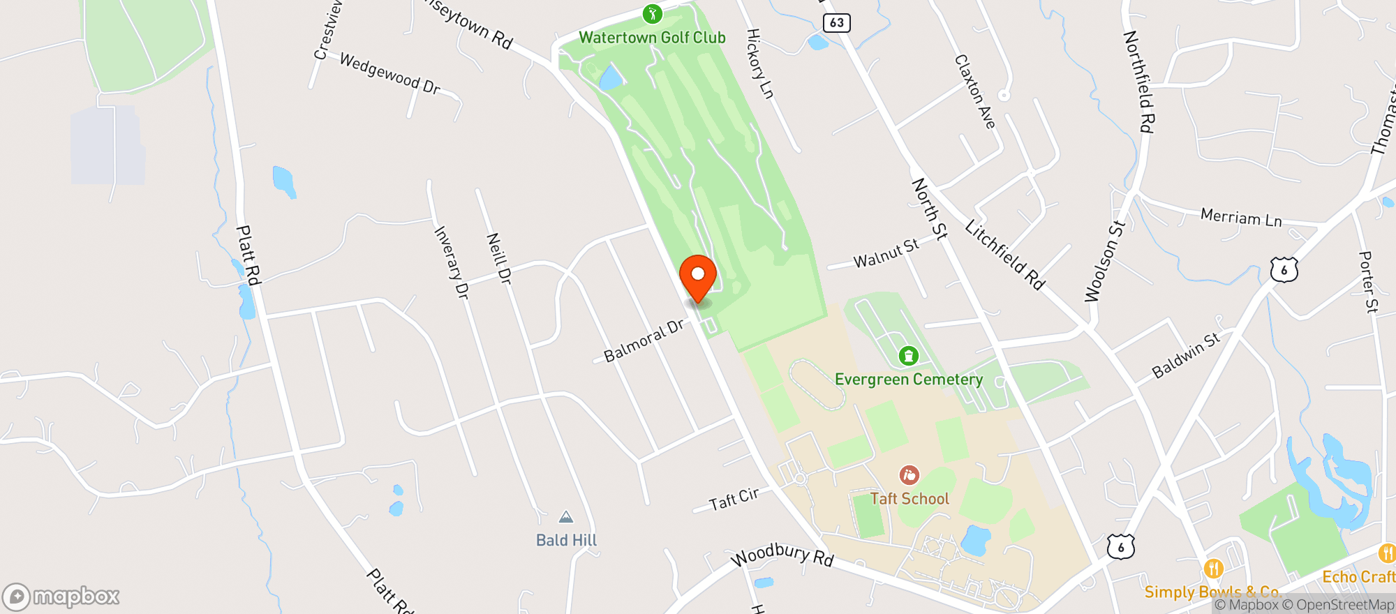 Map showing Watertown Golf Club