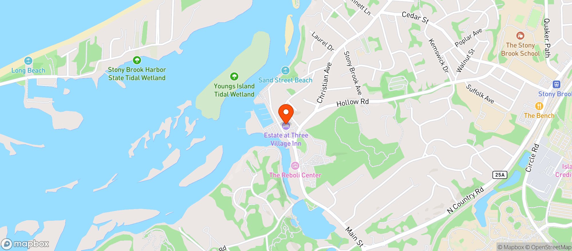 Map showing Three Village Inn