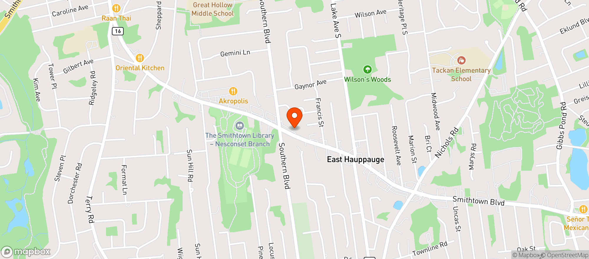 Map showing Handy Pantry Food Store