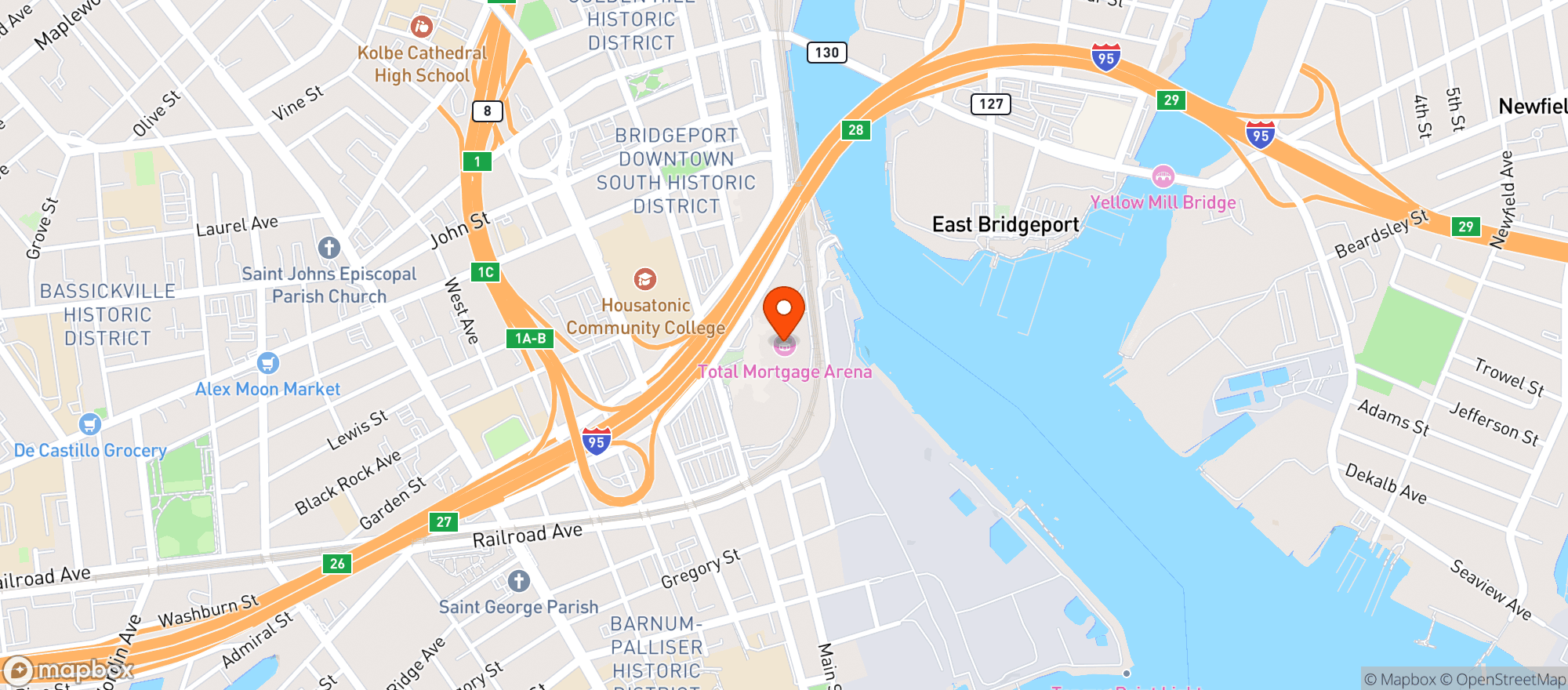 Map showing Total Mortgage Arena