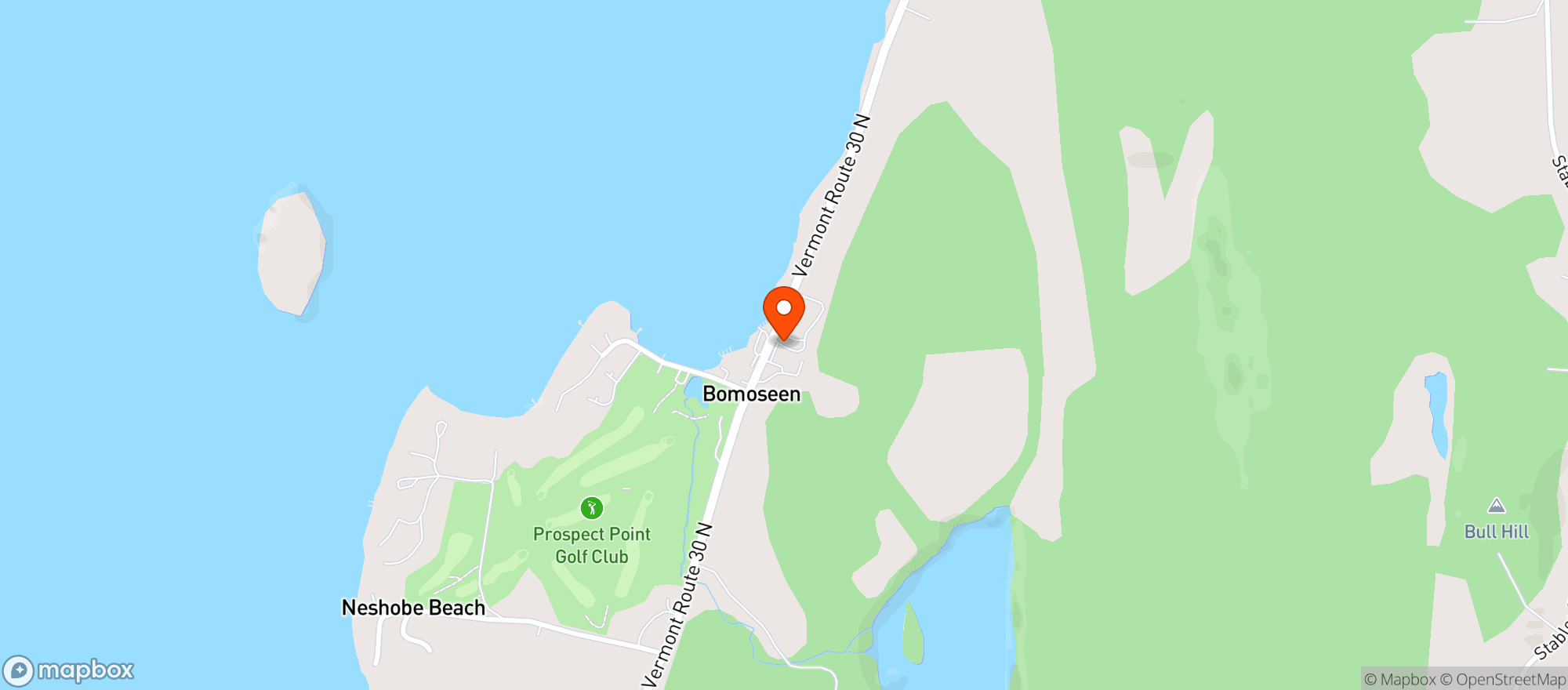 Map showing Lake Bomoseen Lodge & Taproom