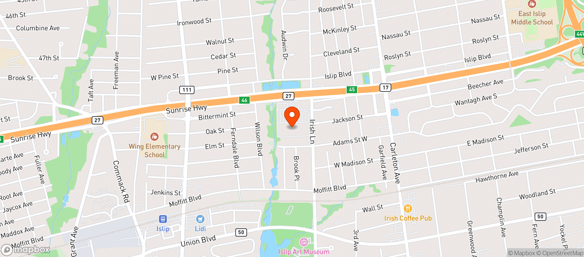 Map showing STOP & SHOP (2650 SUNRISE HIGHWAY EASTBOUND SERVICE ROAD)