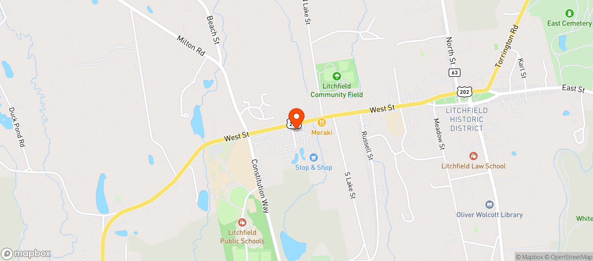 Map showing Litchfield Hills Wine Market