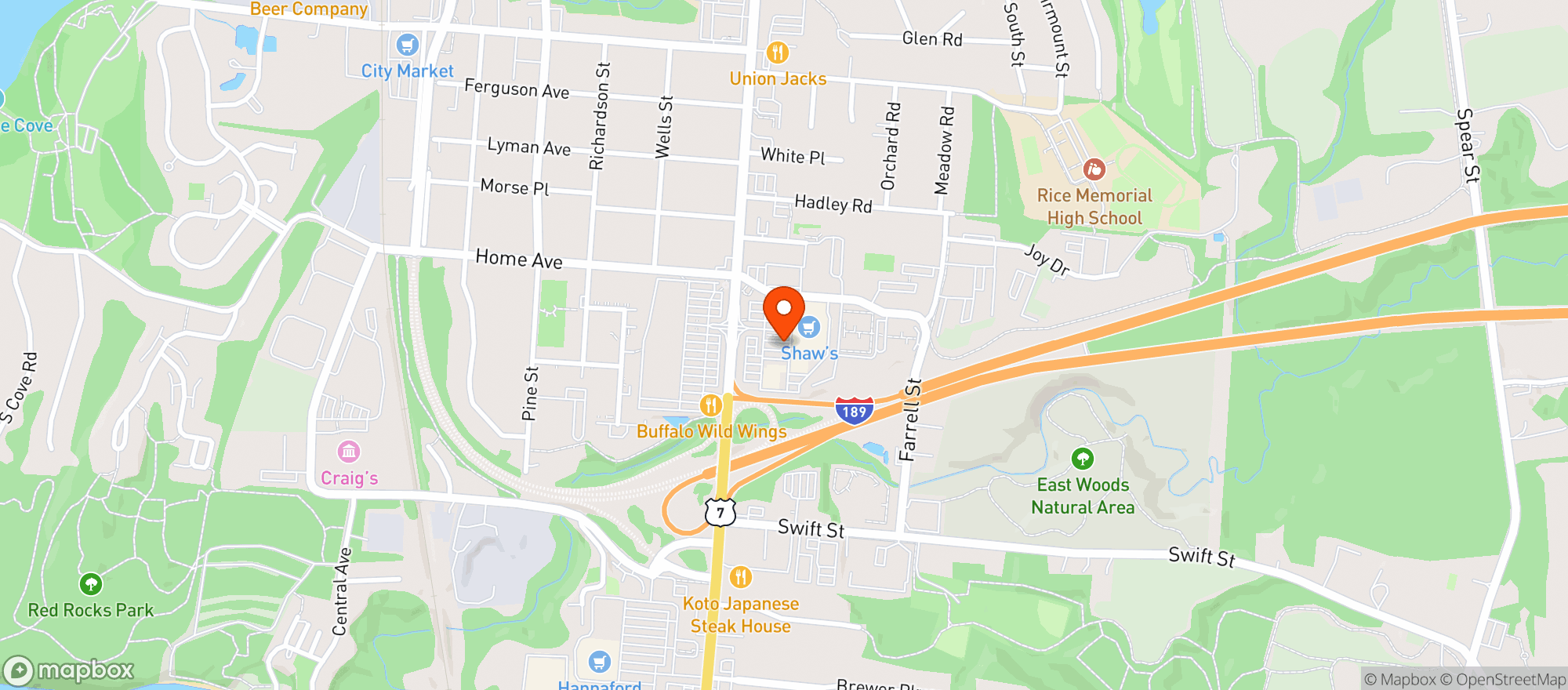 Map showing Shaws
