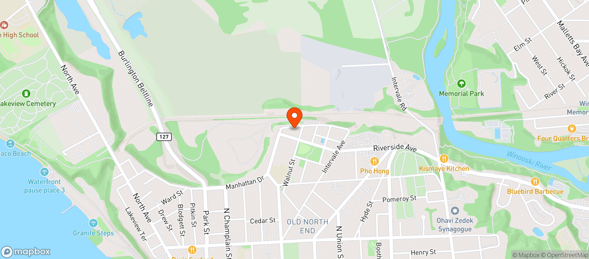 Map showing Poppy Cafe & Market