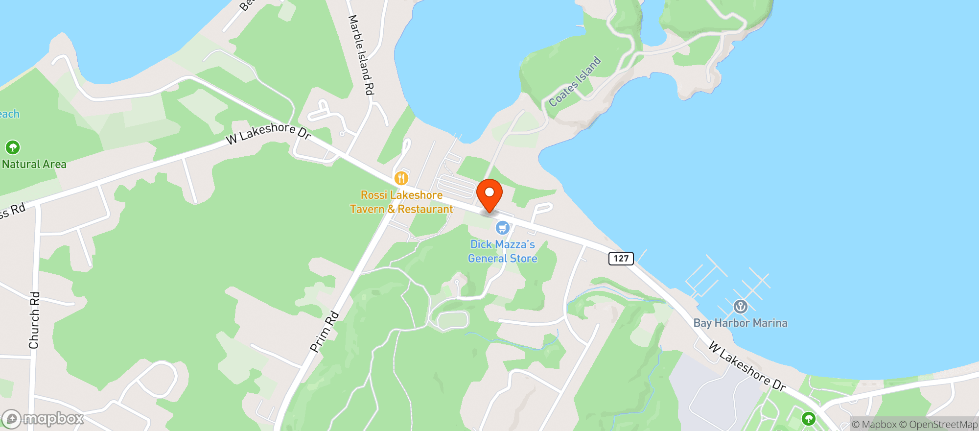 Map showing Dick Mazzas General Store