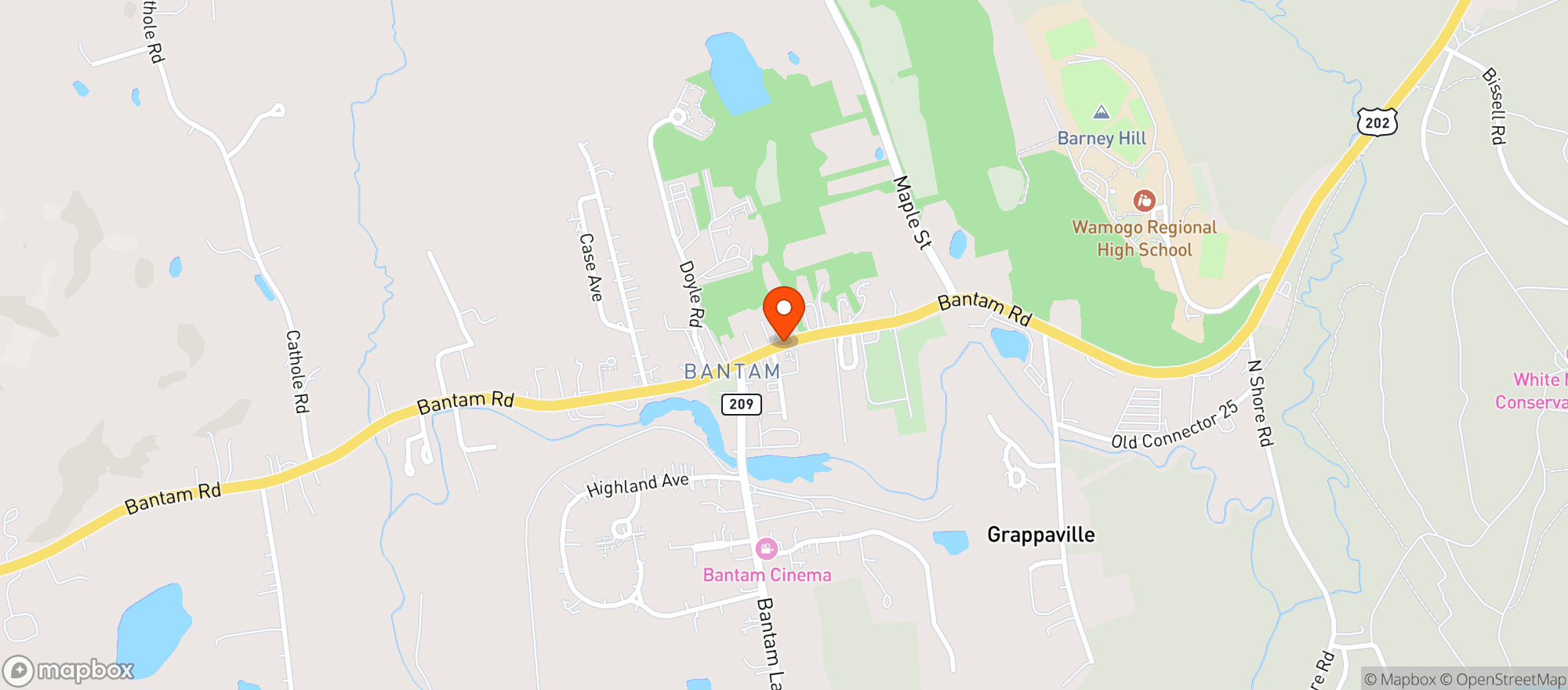 Map showing Bantam Pizza