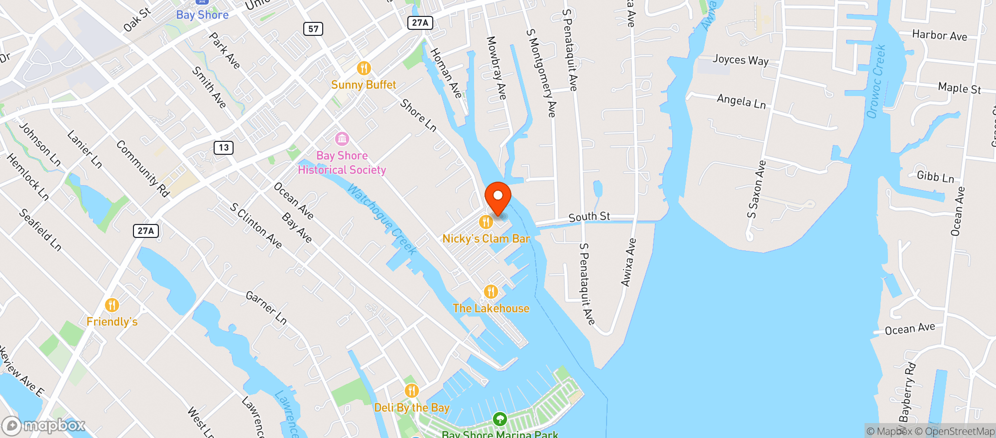 Map showing Maguires Bayfront Restaurant