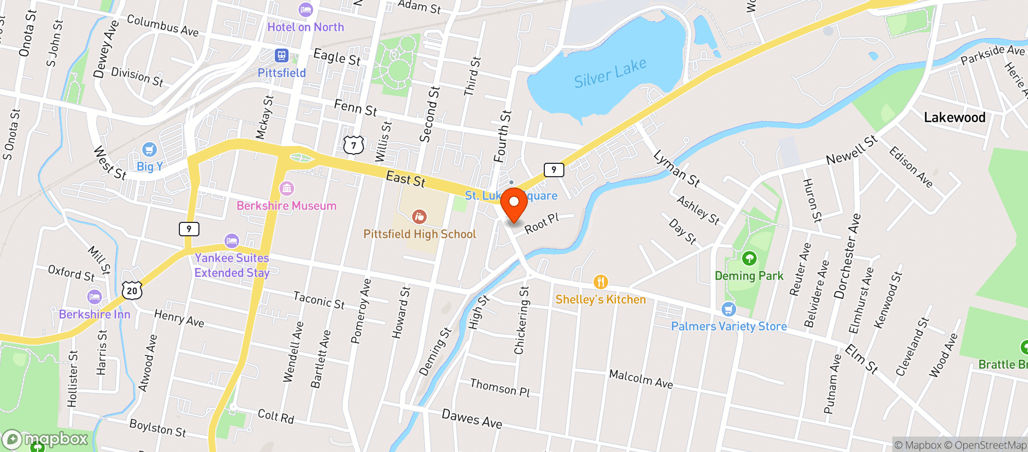 Map showing Georges Liquors