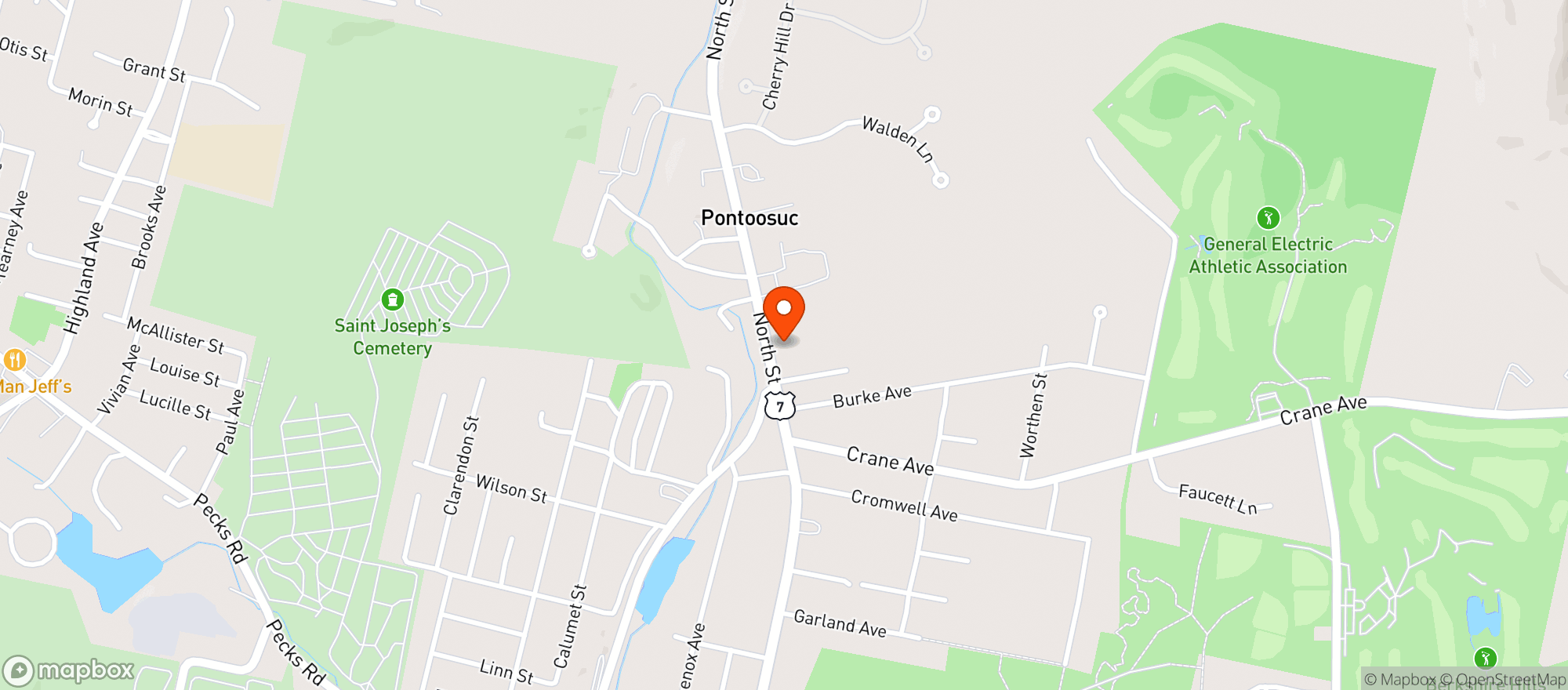 Map showing Frankys Liquor Store