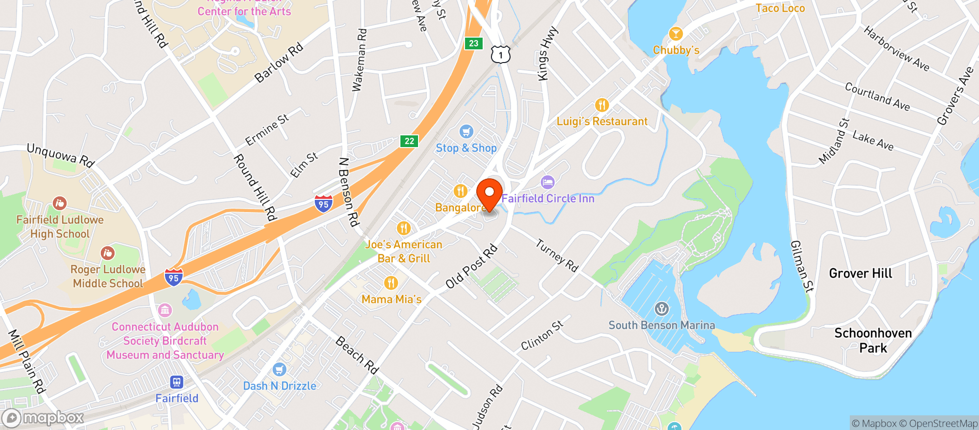 Map showing Fairfield Wine & Spirits