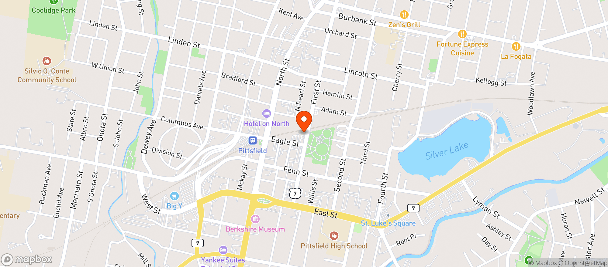 Map showing Rjs Restaurant