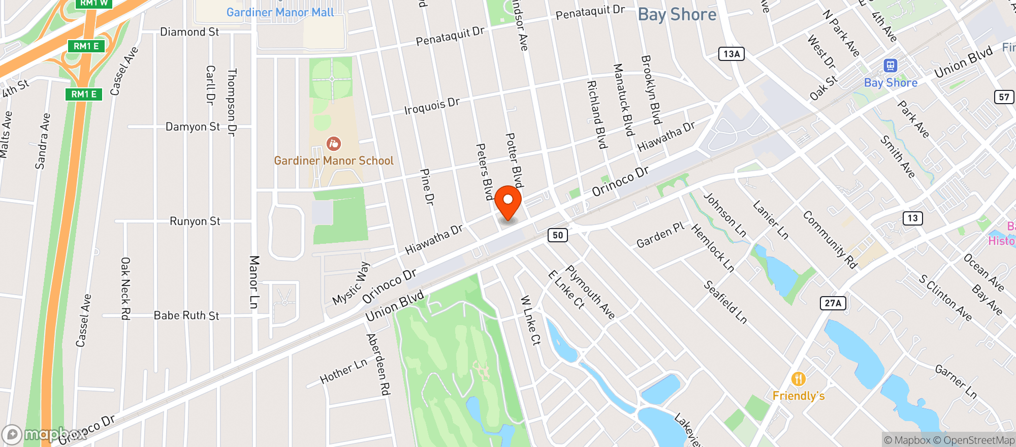 Map showing Brightwaters Beverage