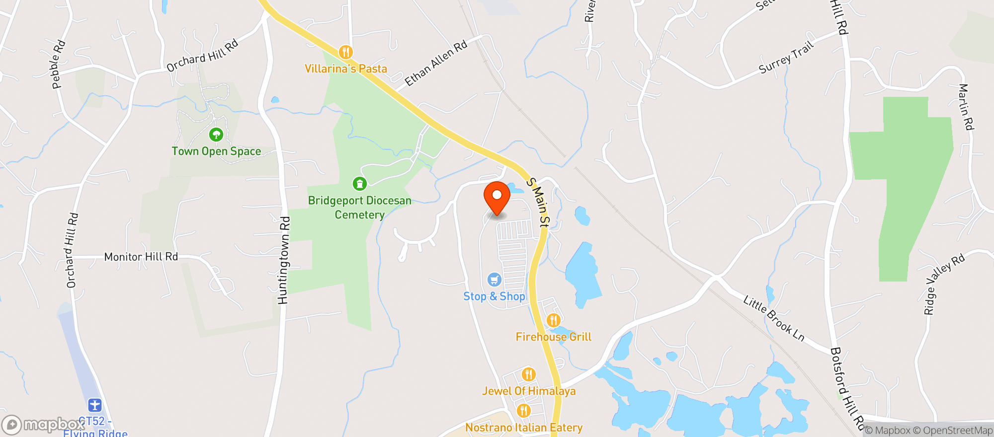 Map showing Fairgrounds Wine & Spirits Newtown