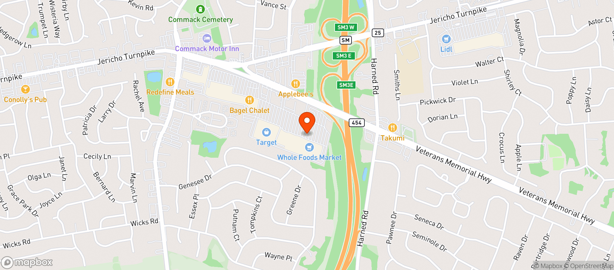 Map showing Whole Foods - Commack