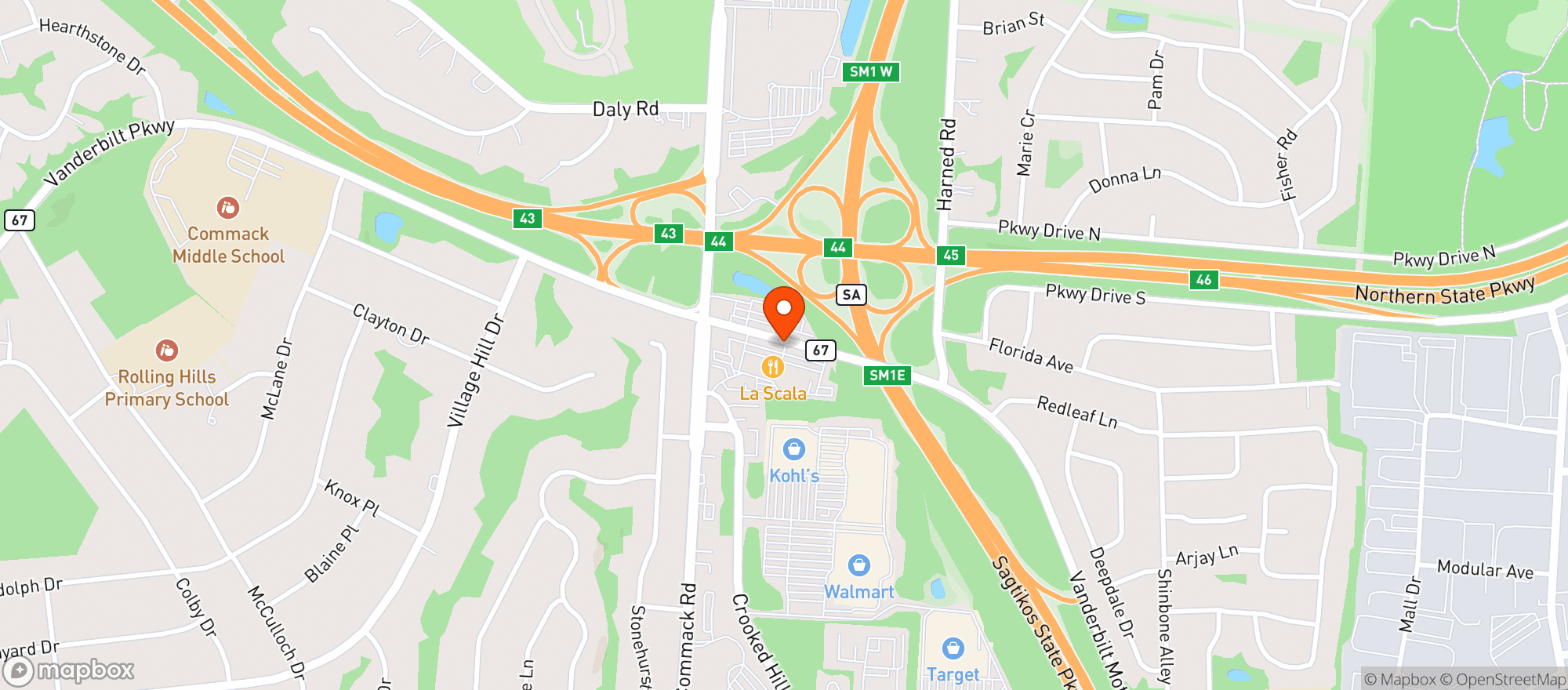 Map showing Vanderbilt Motor Parkway