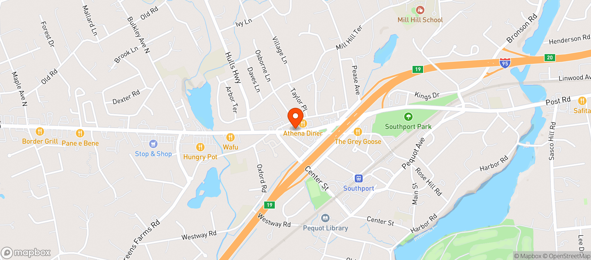 Map showing Pequot Wine & Spirits