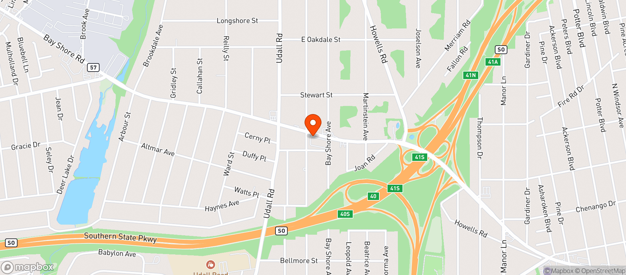 Map showing Bay Shore Liquors