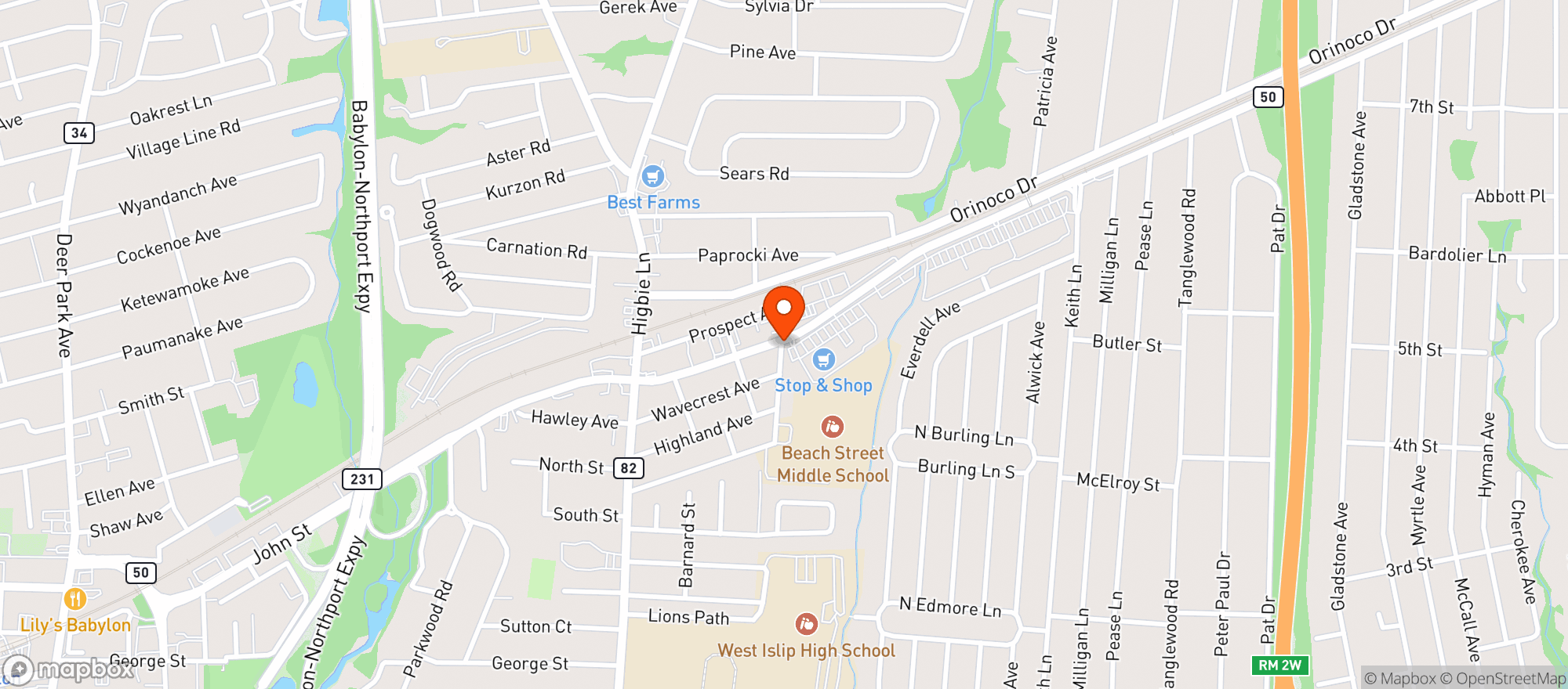 Map showing Stop & Shop - 2553 - West Islip