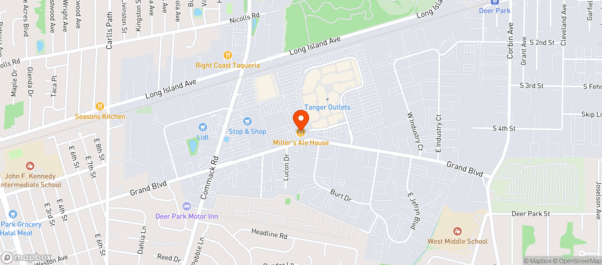 Map showing Millers Ale House
