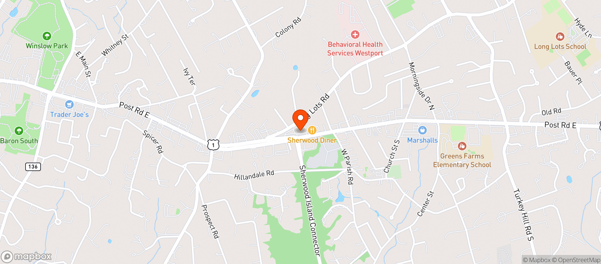 Map showing Westport Wine & Spirits