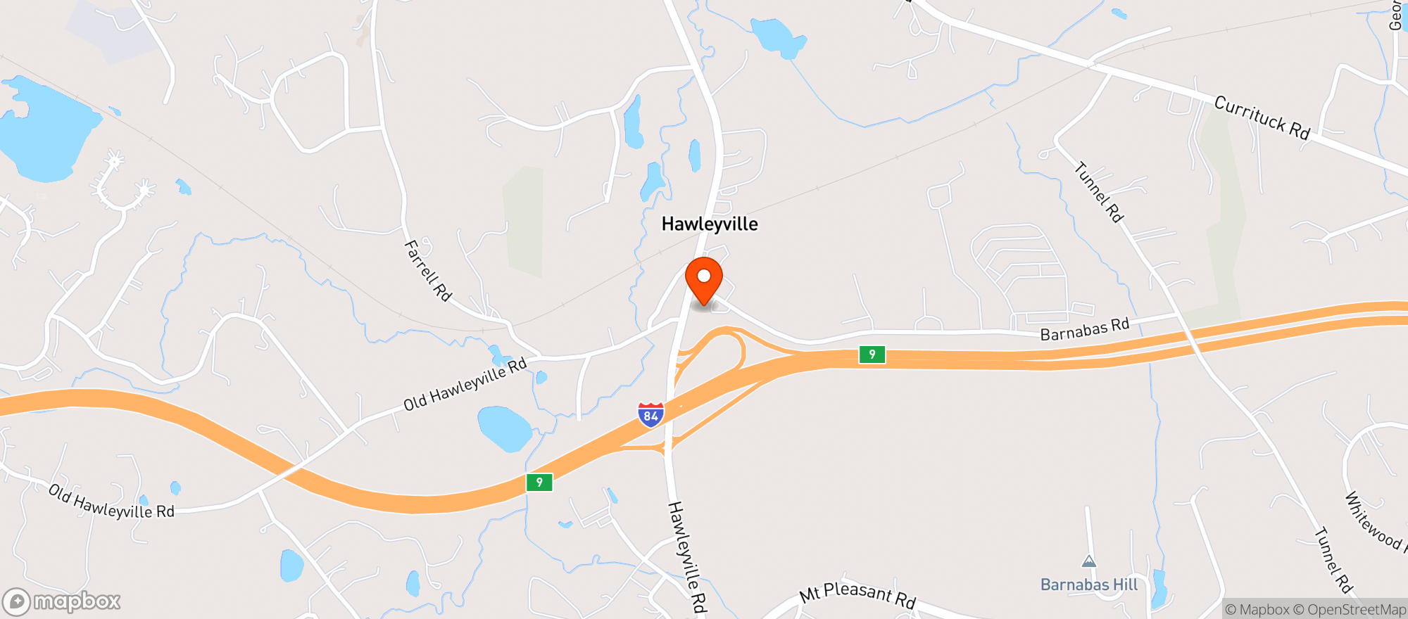 Map showing Hawleyville W&L