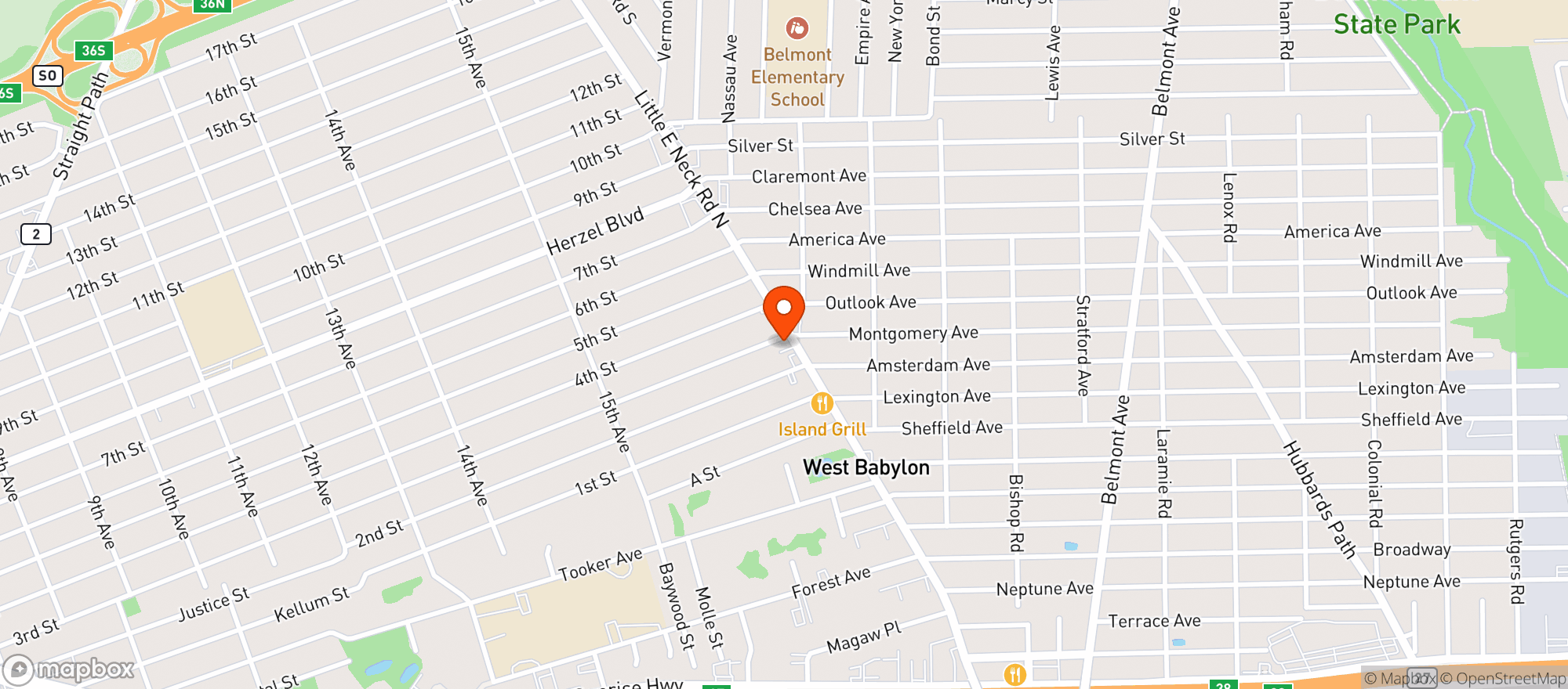 Map showing 948 Little East Neck Rd
