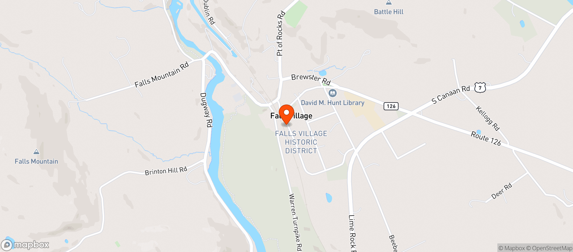 Map showing Falls Village Package
