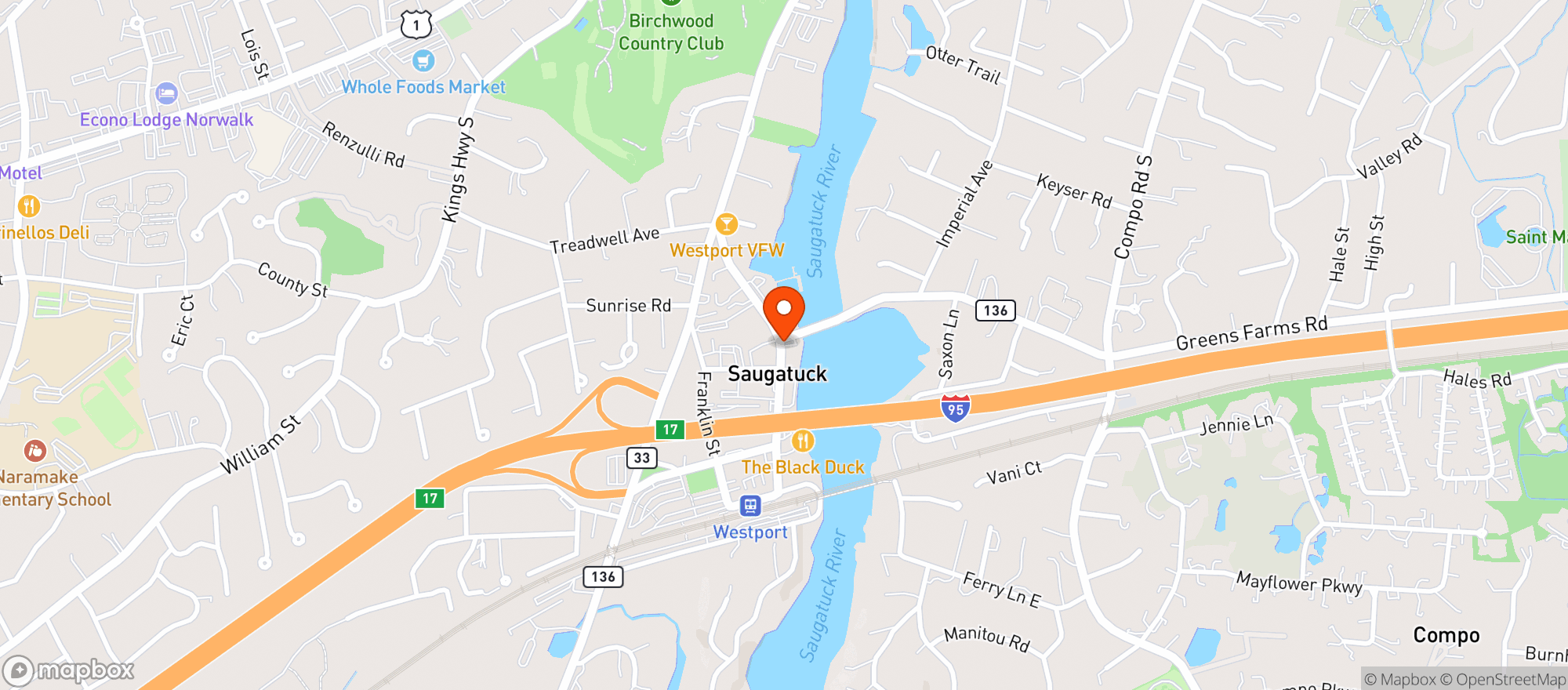 Map showing Ninety 9 Bottles Westport