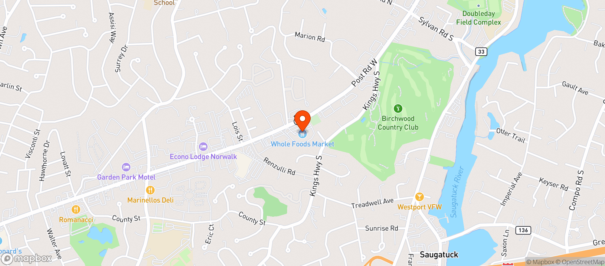 Map showing Wholefoods