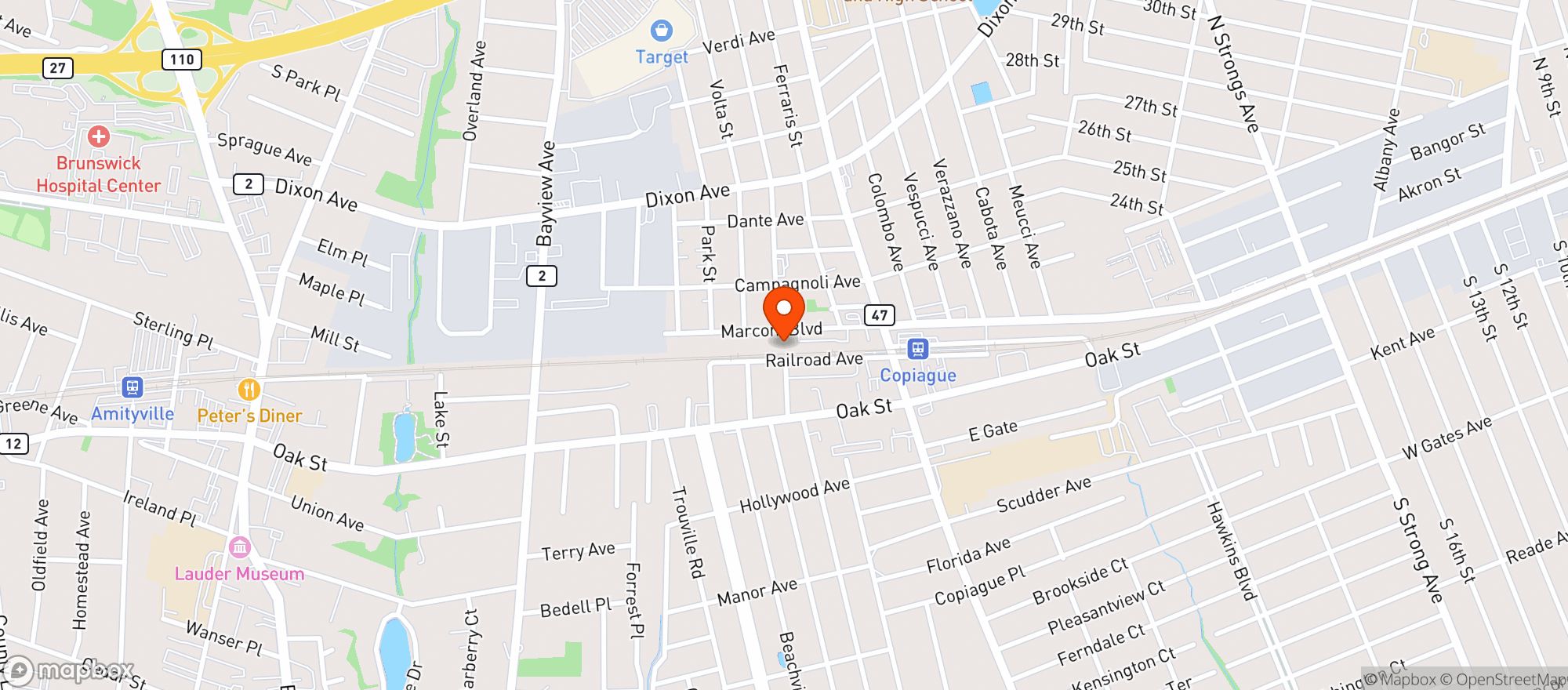 Map showing Root + Branch Brewing