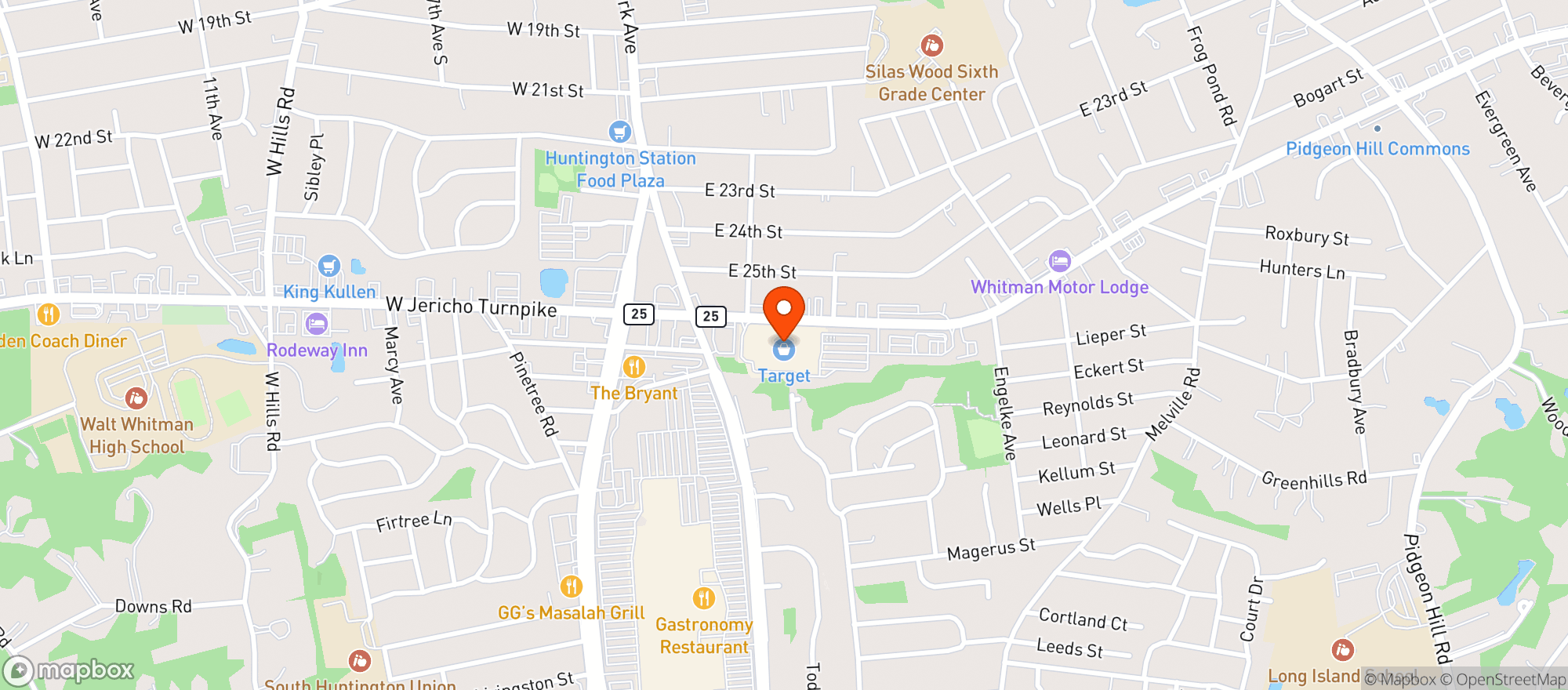 Map showing TARGET - HUNTINGTON
