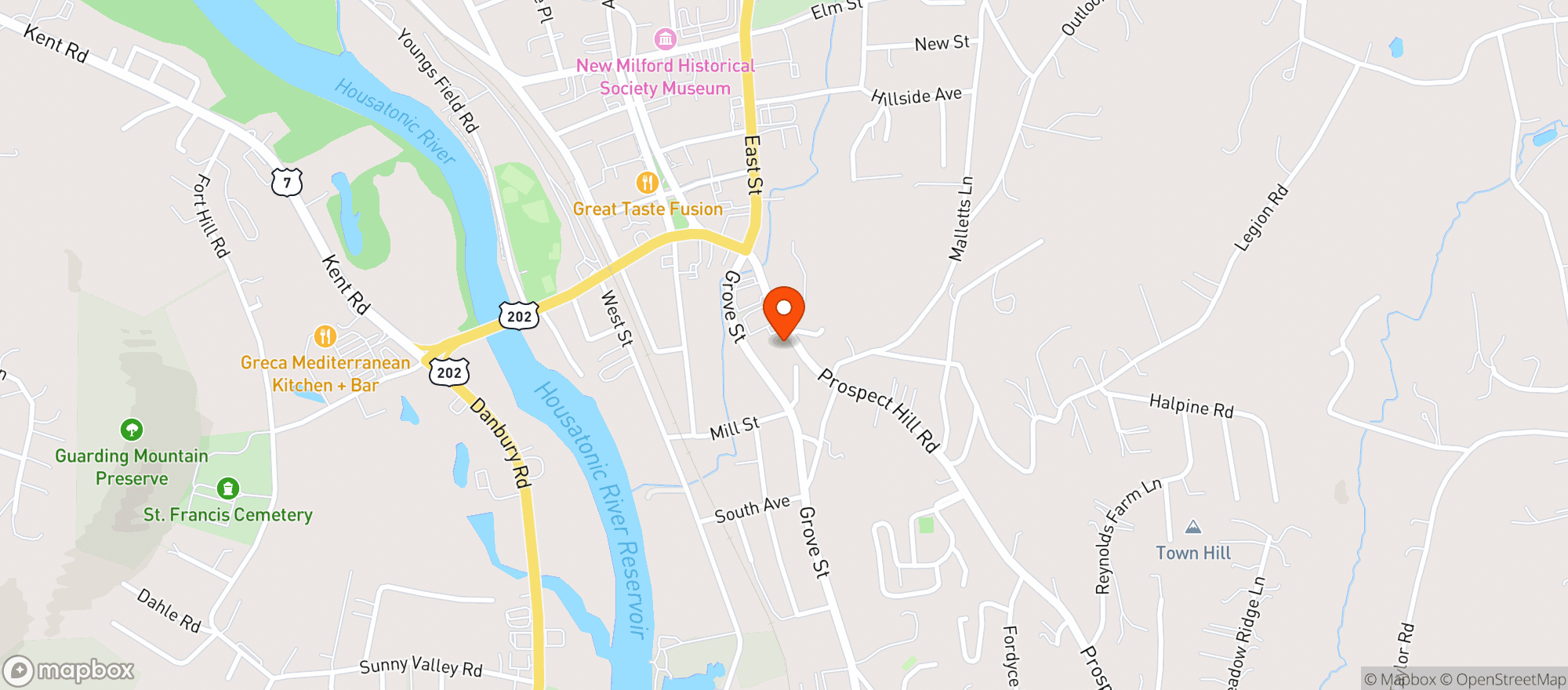 Map showing Nejaime's New Milford Spirit Shoppe