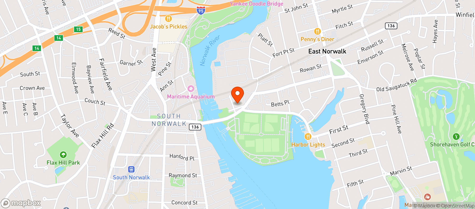 Map showing Ninety 9 Bottles Norwalk