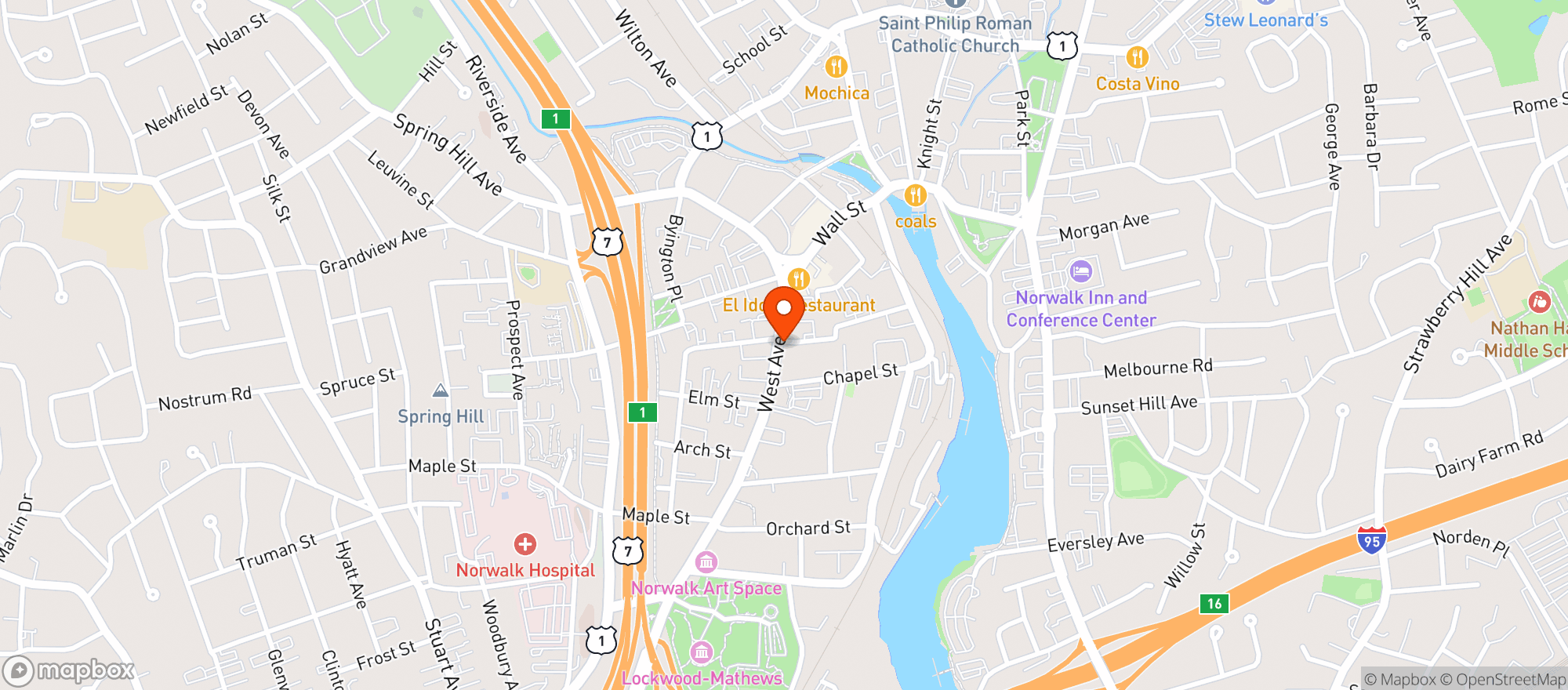 Map showing Old Post Spirit Shop