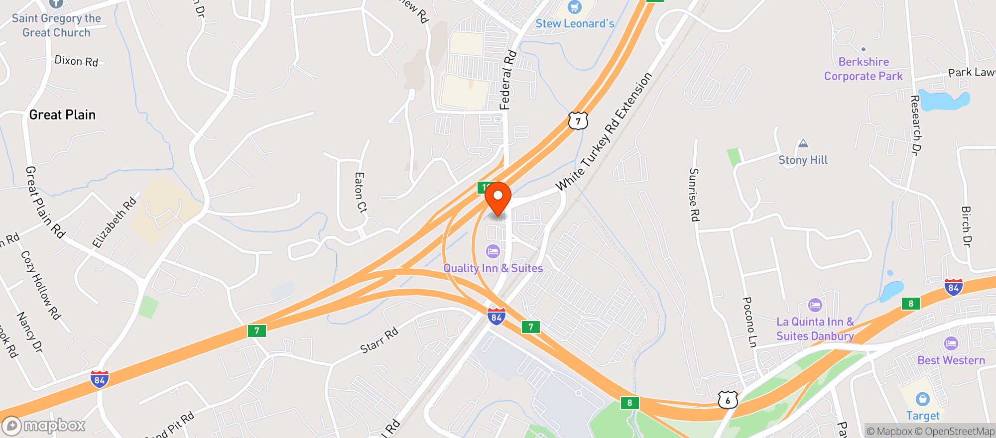 Map showing Budr Cannabis (Danbury)