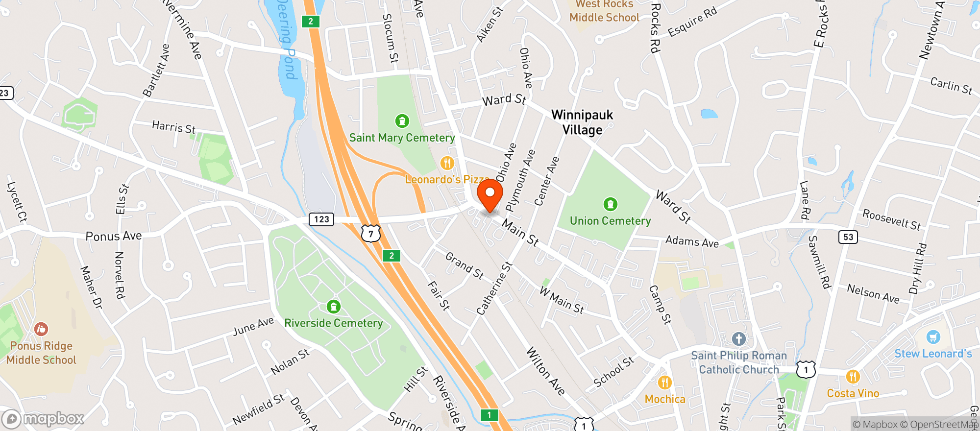 Map showing Fine Fettle Dispensary Norwalk