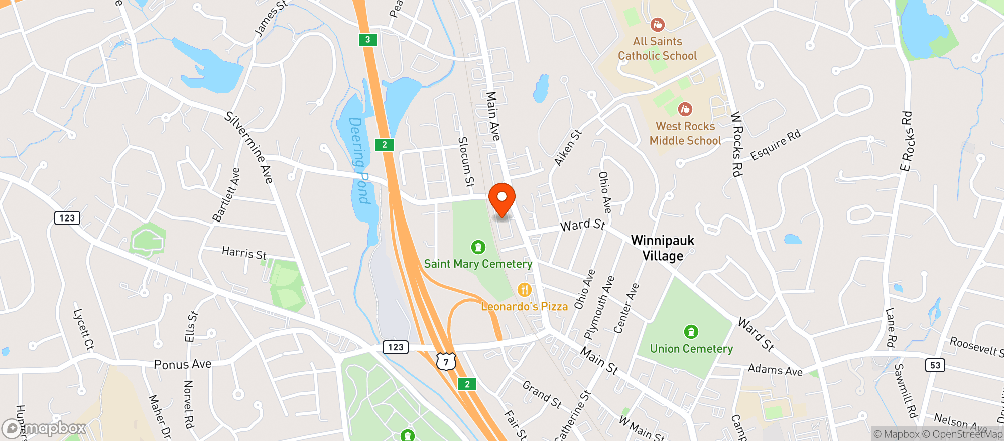 Map showing Main Avenue Liquors