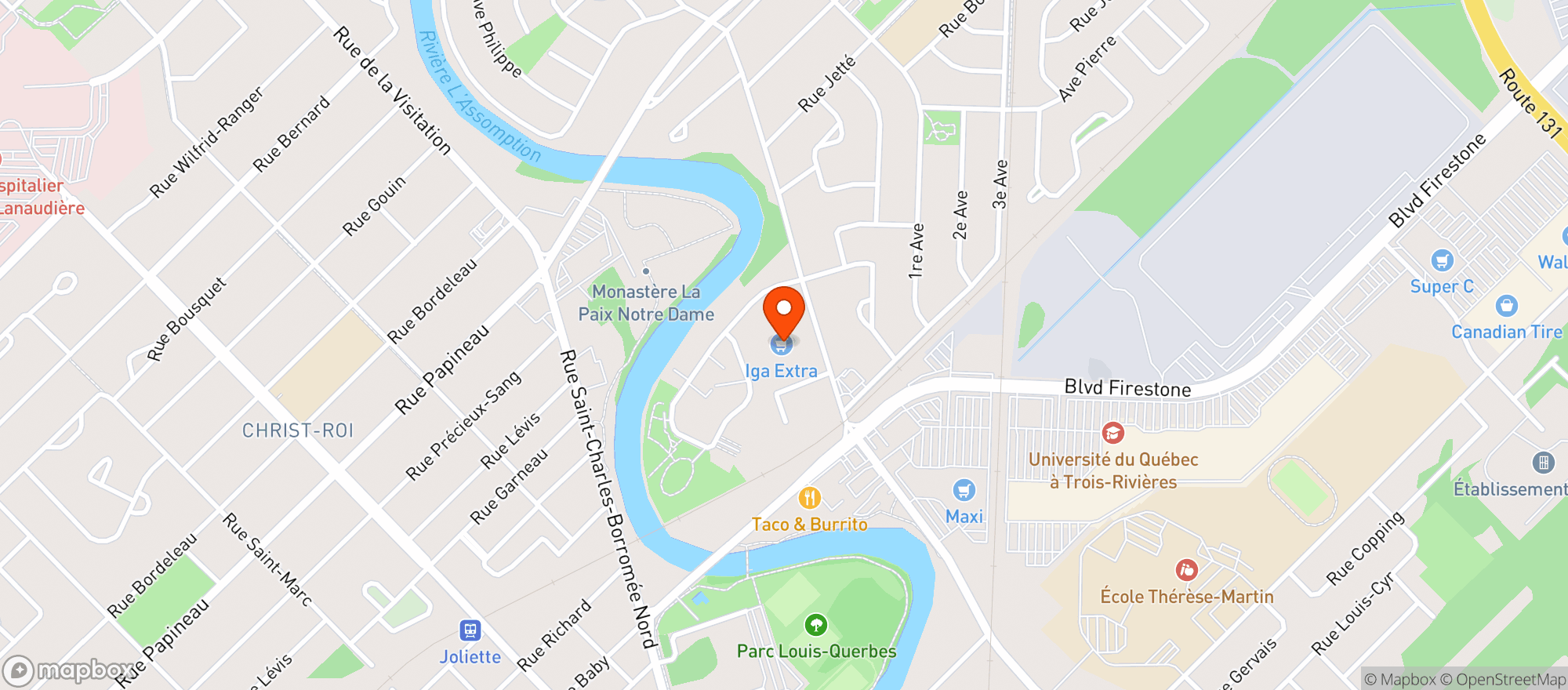 Map showing IGA extra Affilie #8100