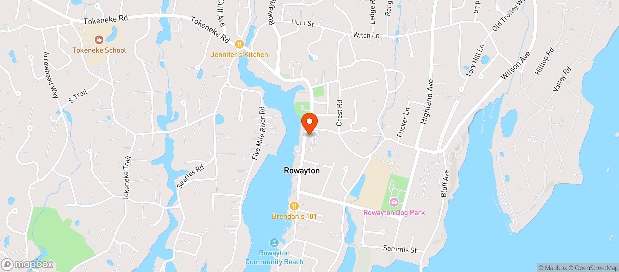 Map showing Rowayton Wine Shop