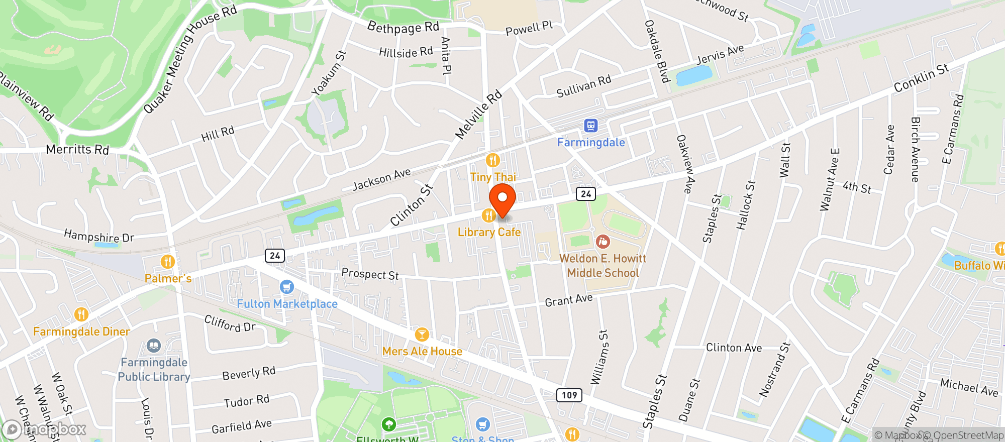Map showing Harley's American Grille