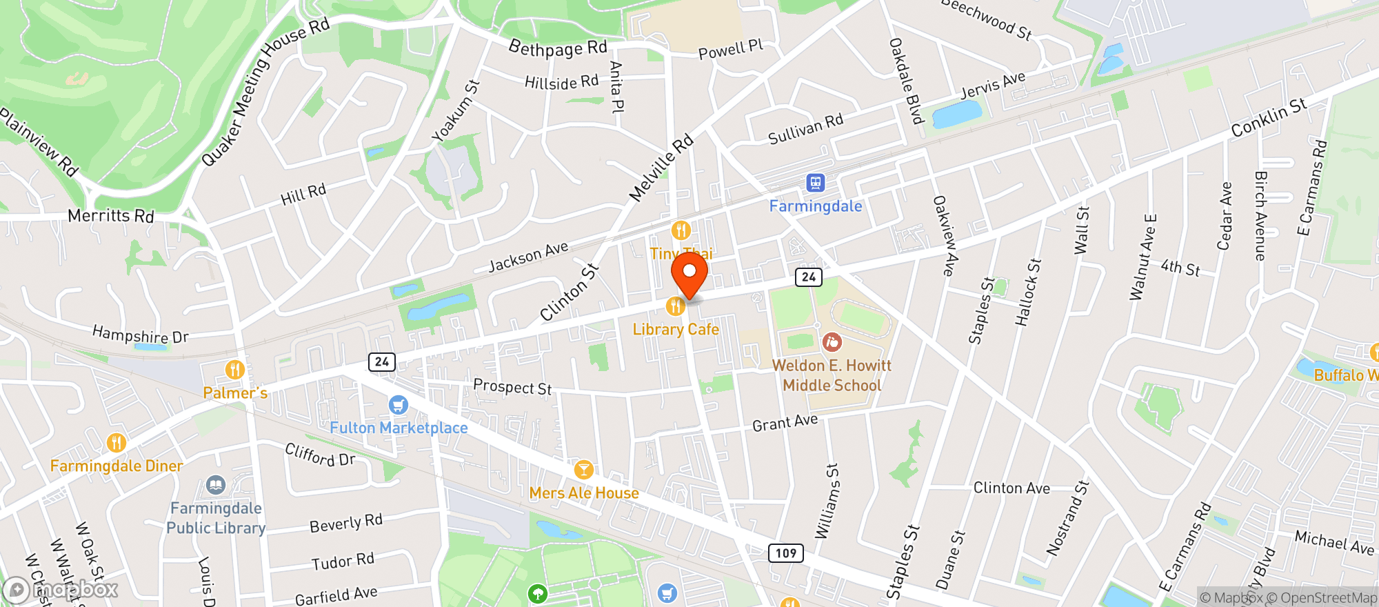Map showing Dark Horse Tavern