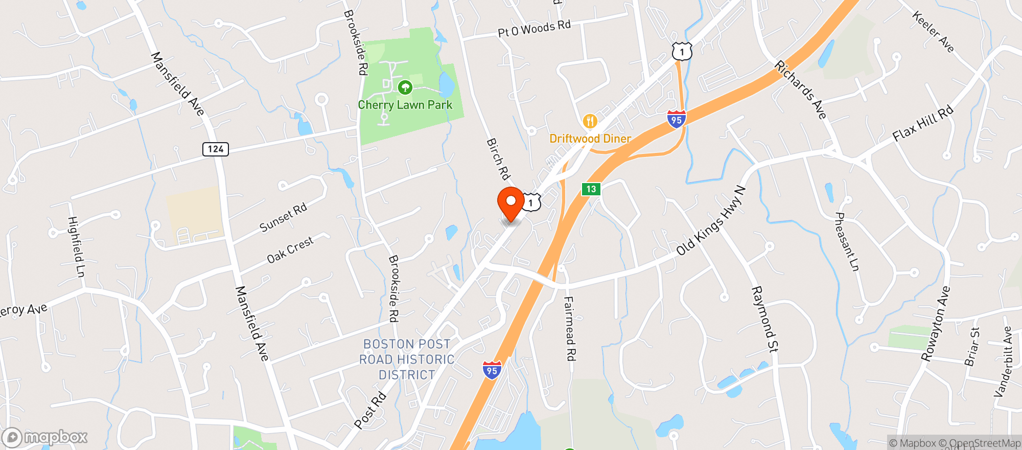Map showing Darien Discount Wine & Spirits (NEW)