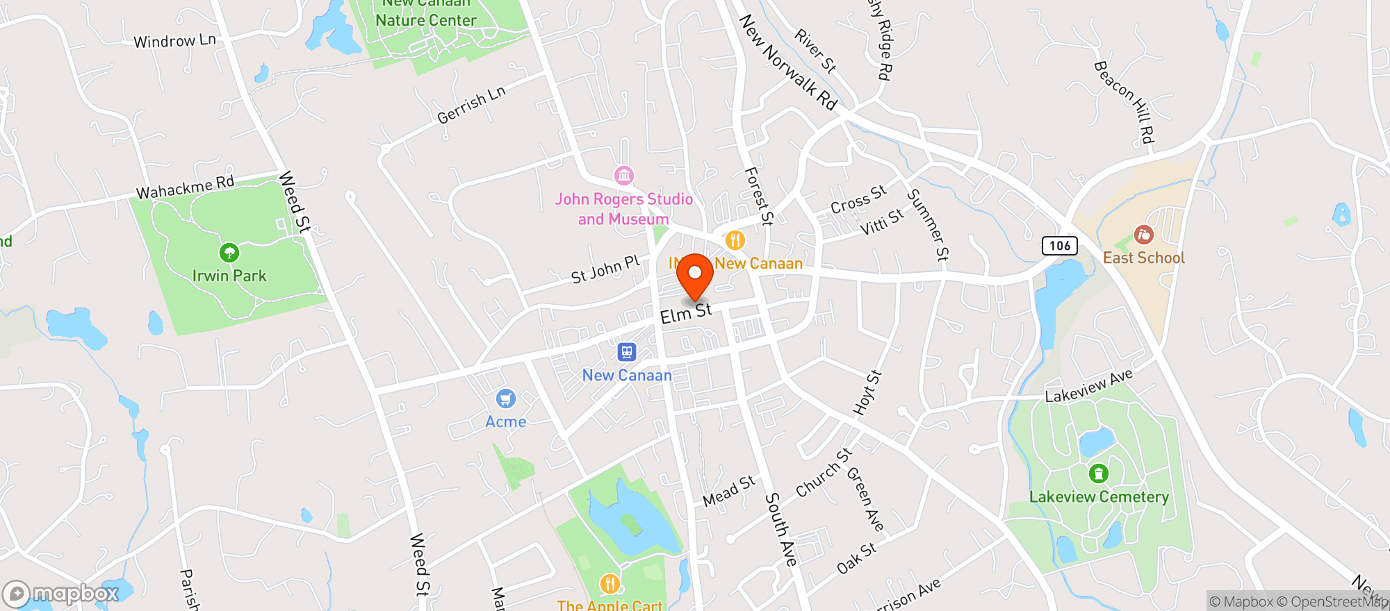 Map showing New Canaan Playhouse