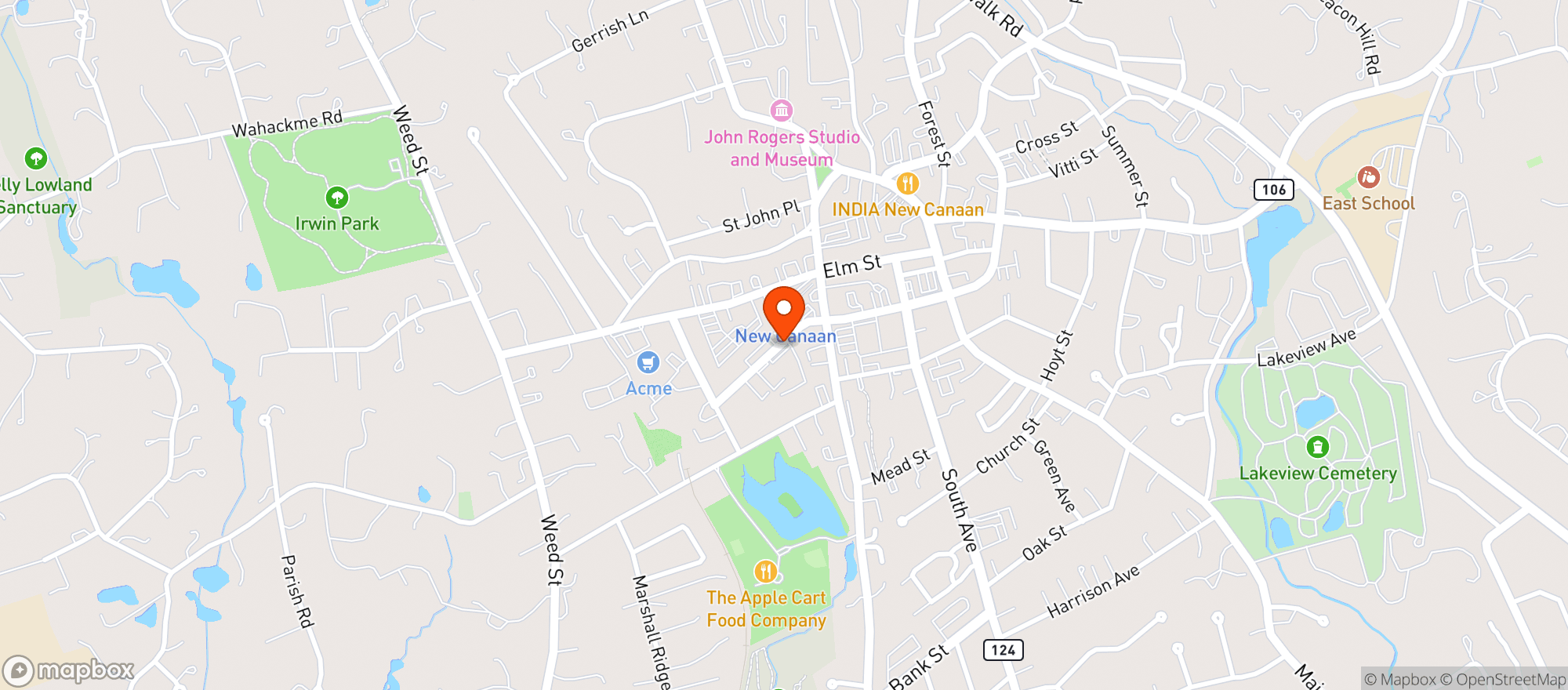 Map showing NEW CANAAN WINE MERCHANTS