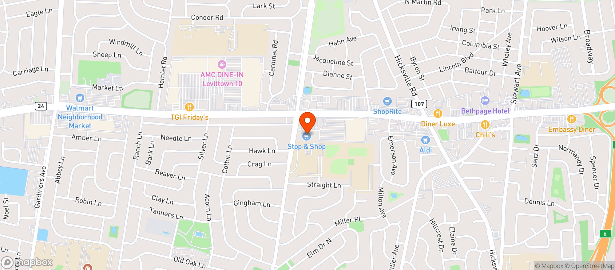 Map showing Stop & Shop