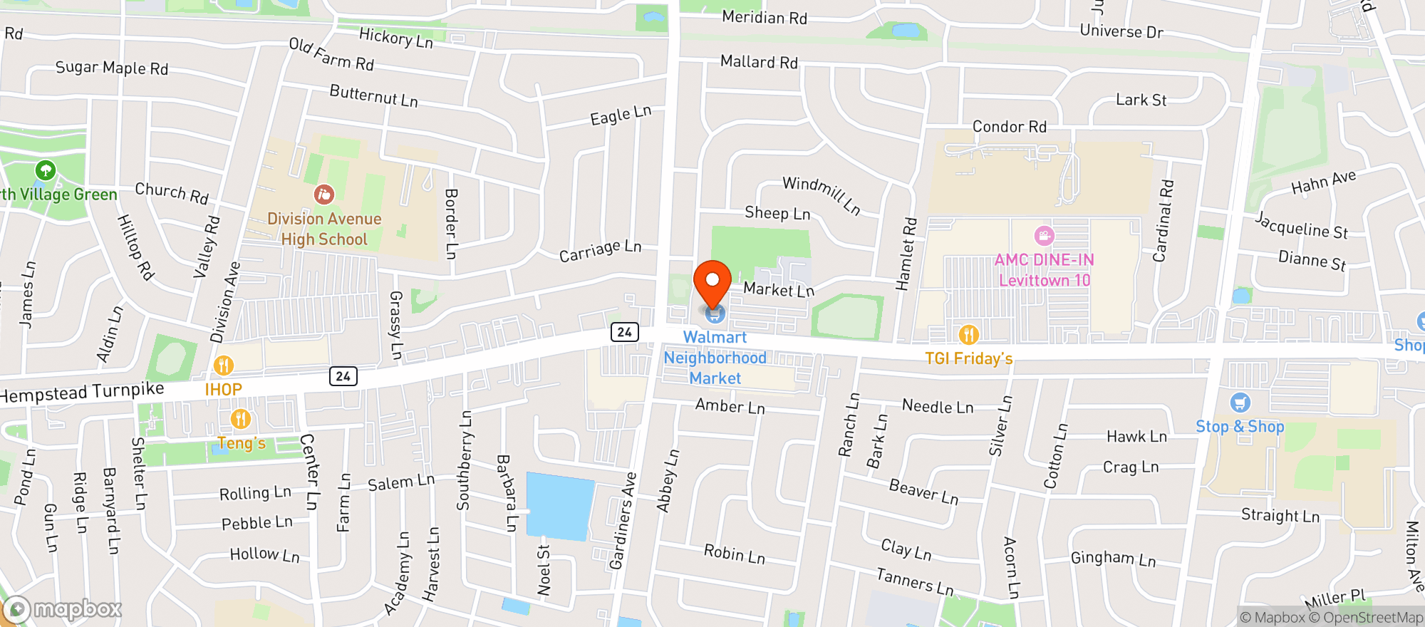 Map showing WALMART NEIGHBORHOOD MA #4184
