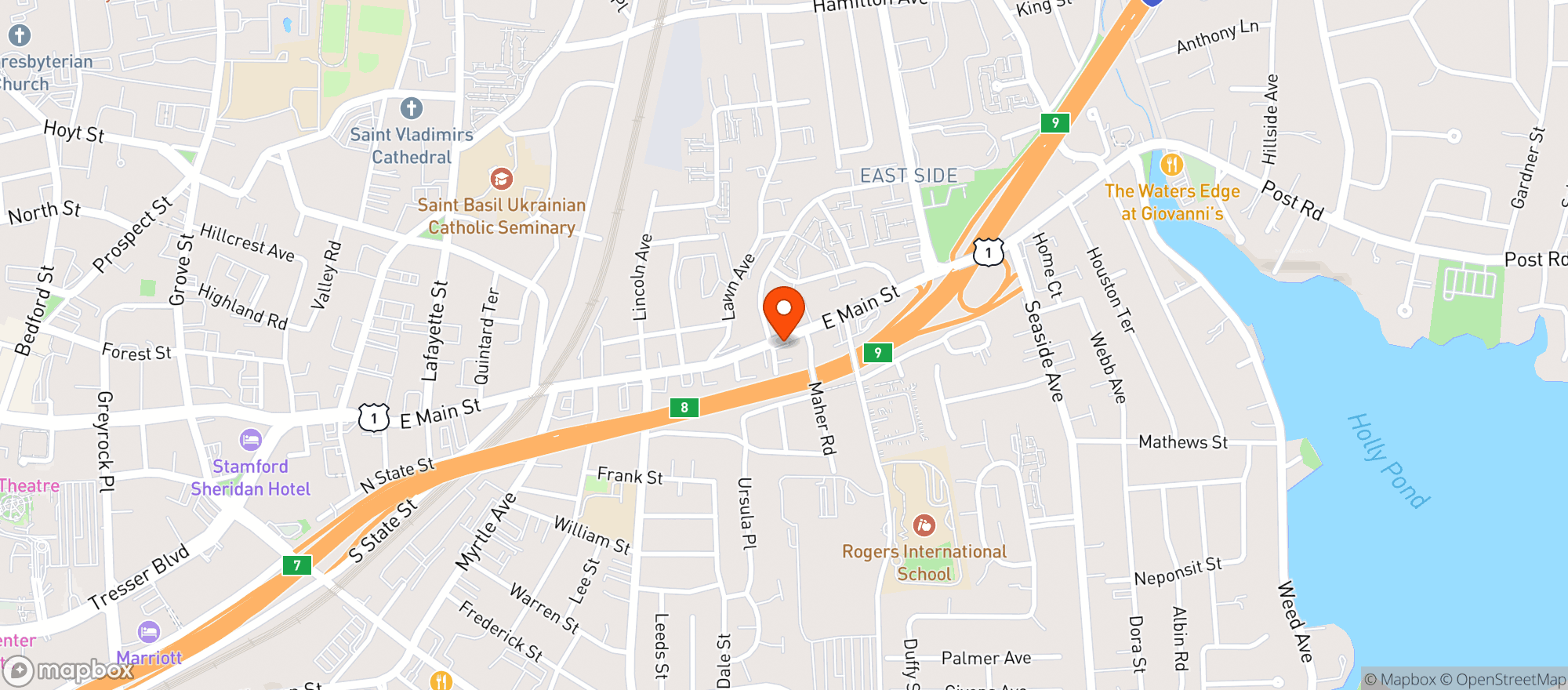Map showing East Main Convenience