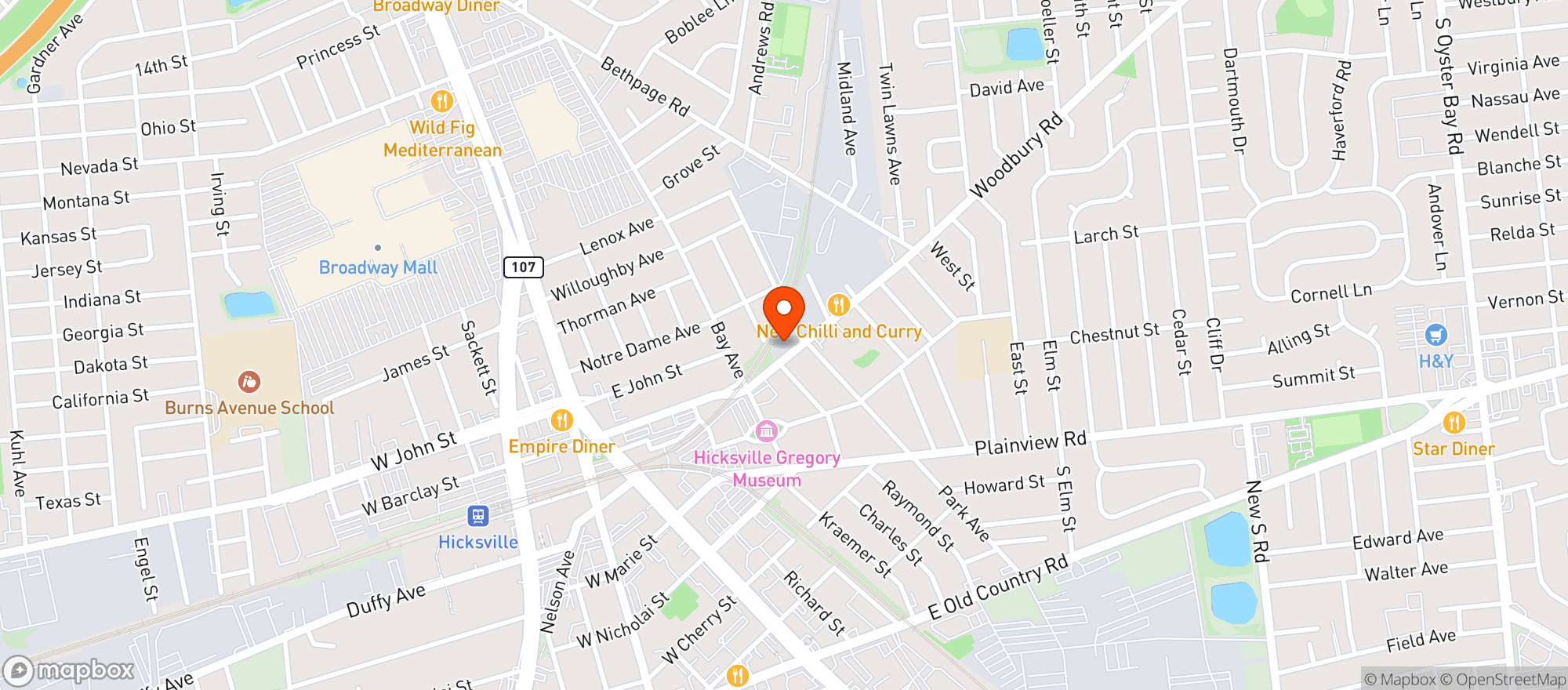 Map showing Hicksville Beer And Soda